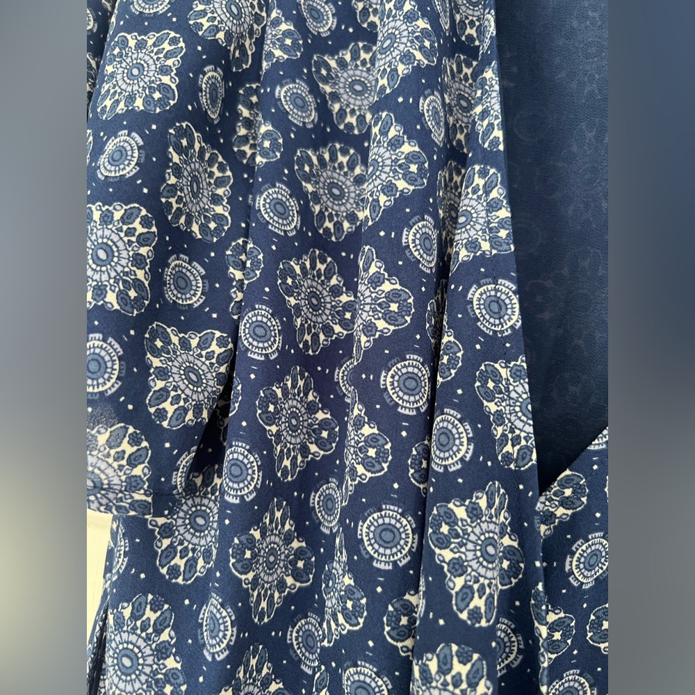 Tristan Navy and White Patterned Maxi Wrap Dress size S - Picture 3 of 5